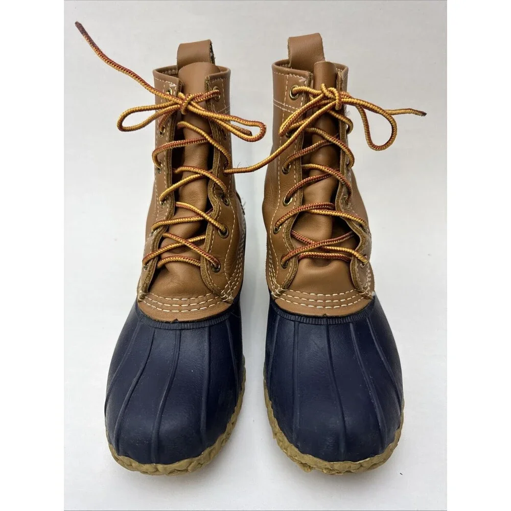 LL BEAN Women's Brown Leather Ankle 6-Inch Unlined Snow Rain Duck Boots Size 6 M